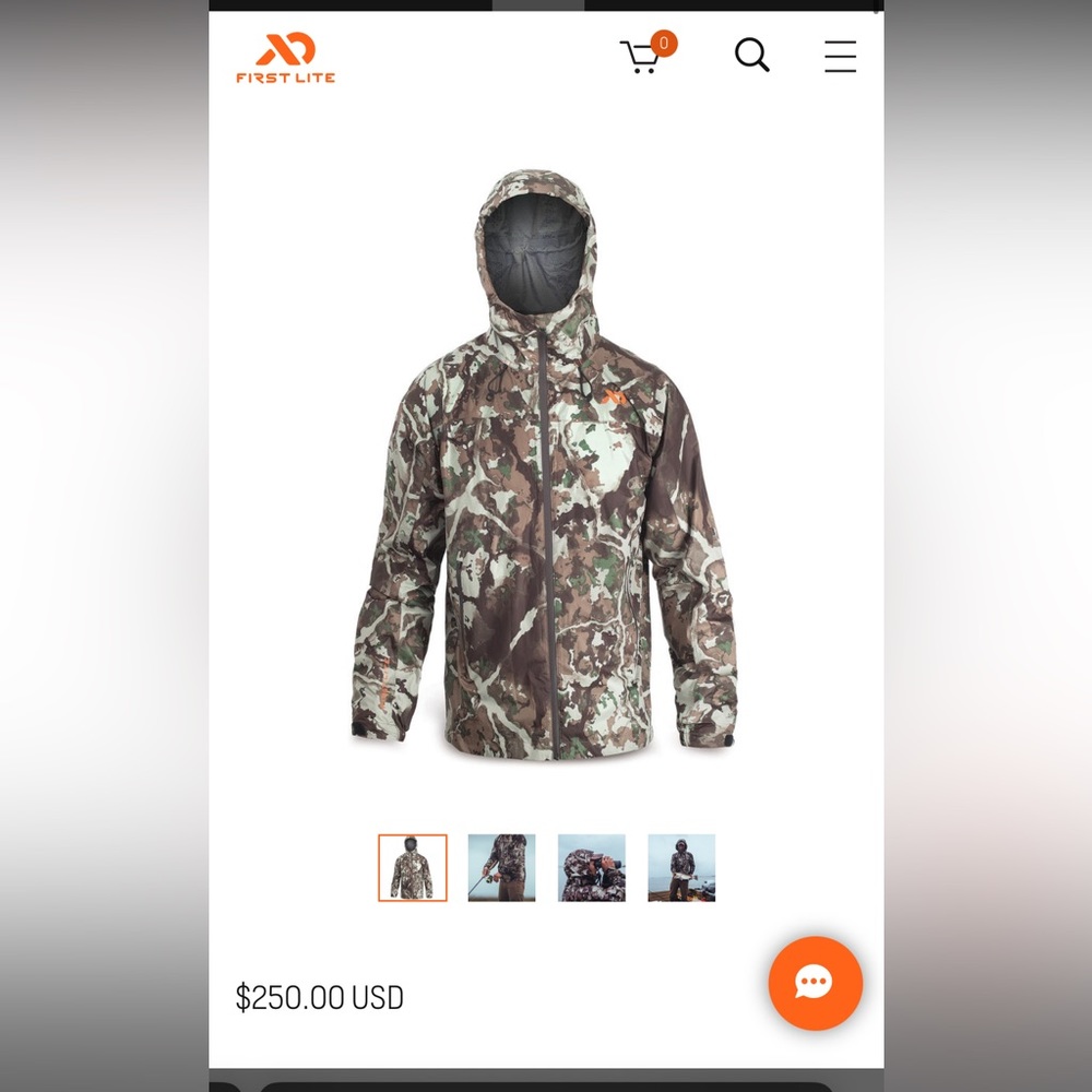 VAPOR STORMLIGHT ULTRALIGHT RAIN JACKET (First Lite) SIZE: M